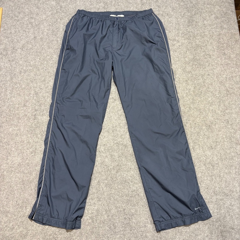 Nike Vintage Navy Blue Track Pants Windbreaker Lined Mens Medium Youth Large